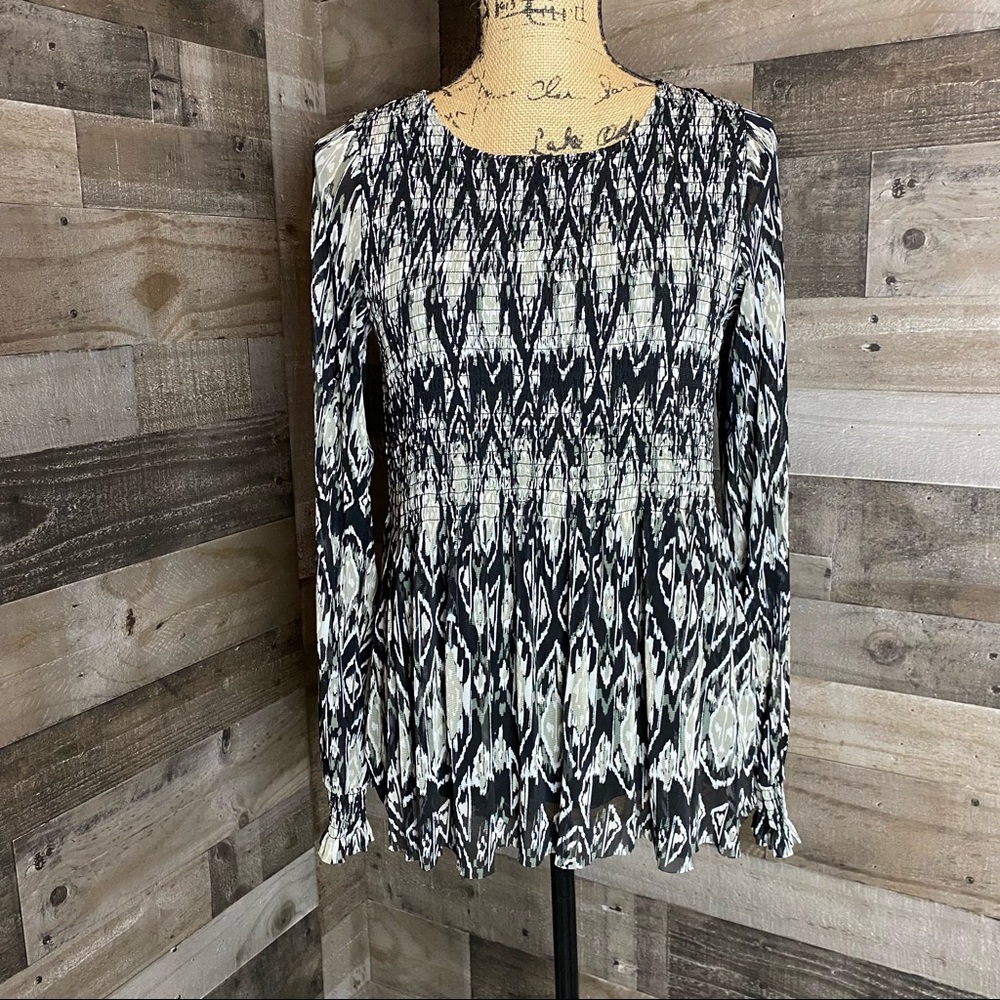 Rose + Olive printed layered peplum top